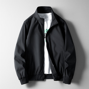 Wholesale Spring Autumn Stand Plus Size Men's Baseball Jacket Fashion Casual Slim Fit Coat Stand <strong>Collar</strong> <strong>Polyester</strong> Fabric Jackets