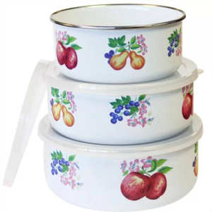 Fond rond forme Émail Stockage glace Bol Ensemble - Product Image 2