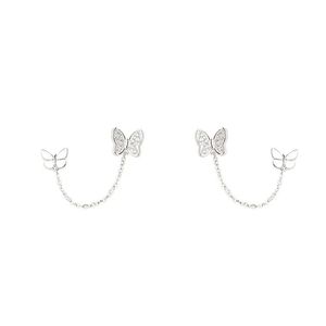 Boucles <span class=keywords><strong>d</strong></span>'oreilles tendance FY-ED1411 style coréen, simples et élégantes, papillon <span class=keywords><strong>argent</strong></span>é, zircon, polyvalentes, pour <span class=keywords><strong>double</strong></span> <span class=keywords><strong>trou</strong></span> <span class=keywords><strong>d</strong></span>'<span class=keywords><strong>oreille</strong></span> - Product Image 5