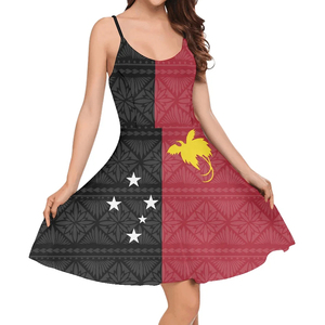 Premium Papua Nueva Guinea Logo Impresión Verano Slip A-line Vestidos casuales Envío <span class=keywords><strong>de</strong></span> <span class=keywords><strong>la</strong></span> gota Sin mangas Tallas grandes Vestidos <span class=keywords><strong>de</strong></span> mujer - Product Image 5