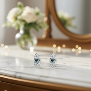 เอมี่ เอมี่ต่างหูเงินชุบคริสตัลไรน์สโตนรูปวงรีสำหรับผู้หญิงเครื่องประดับแฟชั่นงานปาร์ตี้ PE3103 - Product Image 2