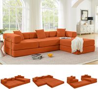 Juego de Sofá Cama Modular Moderno COSTFULL con Espuma de Alta Densidad, Tela de Pana, Empacado al Vacío