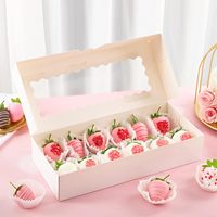 Boîtes à gâteaux en papier blanc avec fenêtre pour articles de boulangerie, cupcakes, tartes, chocolats, fraises