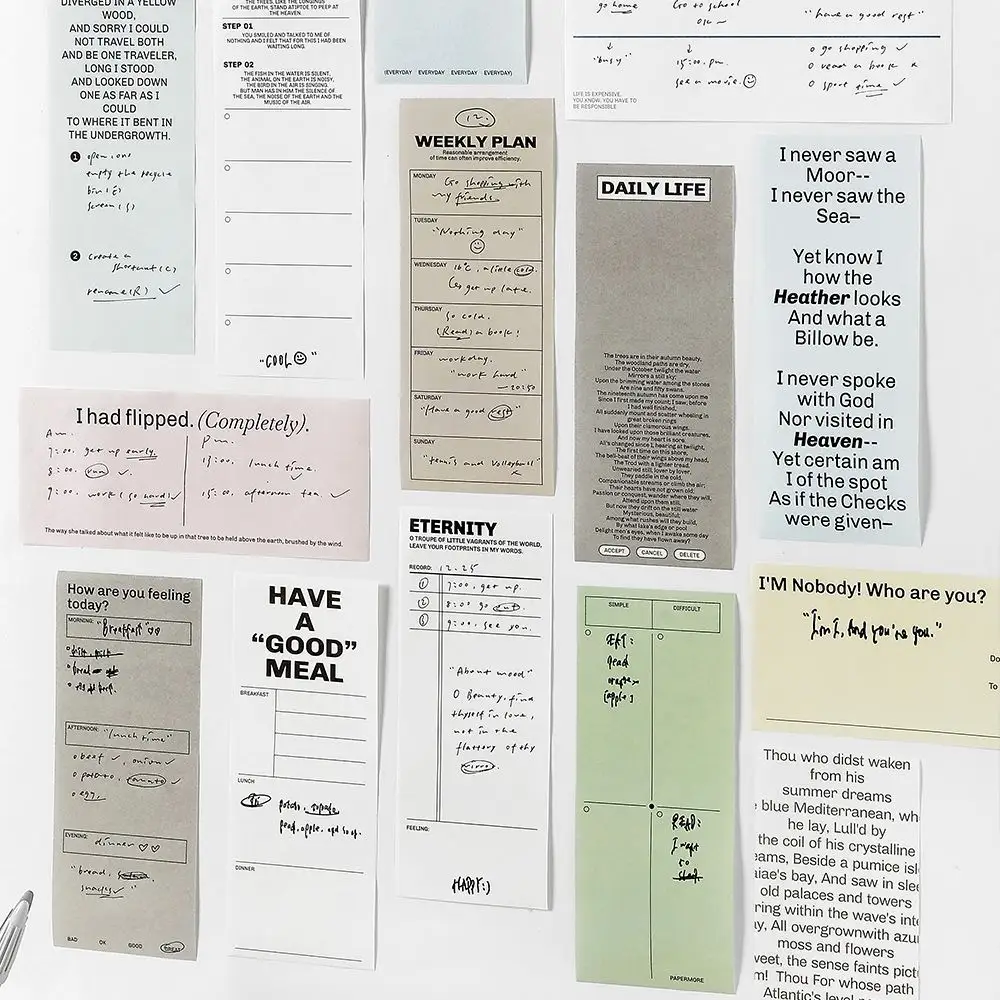 100 แผ่น/แพ็คกระดาษบันทึกเหนียววัสดุหนังสือทุกวันชุด INS คู่มือ DIY ตกแต่งข้อความ Notepad