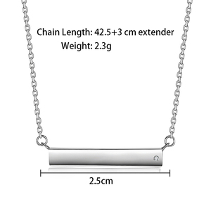 จี้แท่งเงินแท้ 925 สำหรับสลักชื่อ รูปทรงแท่ง สำหรับสร้อยคอแบบชั้นๆ - Product Image 2