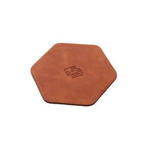 Подставки из искусственной кожи с восьмиугольным логотипом, 9*9*0,3 см - Product Image 2