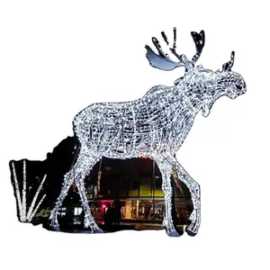 Наружная объемная большая каркасная со светодиодной подсветкой, Проволочная рамка, скульптуры для оленей животных, лосей, для коммерческих рождественских дисплеев
