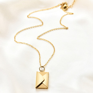 Collar de Acero Inoxidable con Colgante de Sobre de 20 mm, Grabado Personalizable, Joyería Unisex para Regalo Diario - Product Image 3