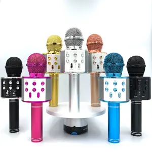Único inalámbrico USB karaoke micrófono FAMILIA Lindo Mini micrófono de música Recargable Karaoke Altavoz inalámbrico portátil