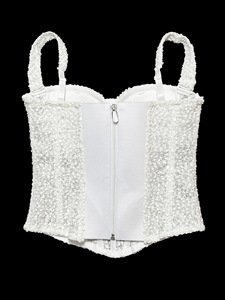 Chuangerm en stock Nouvelle collection 2026 Lingerie <span class=keywords><strong>de</strong></span> mariée tendance en dentelle texturée avec petites paillettes, corset gainant <span class=keywords><strong>la</strong></span> taille, haut caraco - Product Image 4