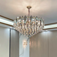 Plafonnier semi-encastré rond moderne de luxe en cristal fumé pour villa, salon, hôtel et projets d'aménagement intérieur
