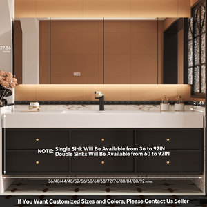 Meuble-lavabo de salle de bain minimaliste et élégant <span class=keywords><strong>avec</strong></span> vasque simple/double, meuble-lavabo suspendu, <span class=keywords><strong>miroir</strong></span> LED intelligent <span class=keywords><strong>avec</strong></span> fonction anti-buée - Product Image 6