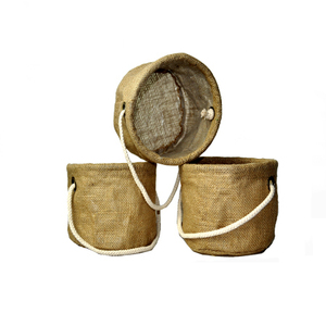 Eco-friendly Round Jute Fabric Hanging <b>Planter</b> Grow Bag - Product Image 2