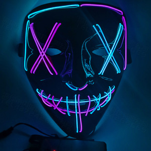 Mascarilla LED brillante para Halloween, disfraz <span class=keywords><strong>de</strong></span> fiesta, accesorios <span class=keywords><strong>de</strong></span> <span class=keywords><strong>Horror</strong></span>, luz <span class=keywords><strong>de</strong></span> neón - Product Image 3