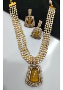 Conjunto de Collar de Perlas y Piedras Preciosas de Diseño para Mujer, Elegante Accesorio de Joyería de Moda para Aniversario de Bodas - Product Image 5