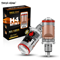 Projecteur LED TECH-KING Super Lumineux 12V-80V, Lentille de Phare LED Blanc/Tricolore Mini H4 20000LM, Projecteur LED Bi-LED pour Voiture