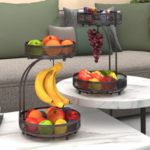 Panier à fruits chaud avec crochet pour bananes, panier à fruits à <span class=keywords><strong>2</strong></span> niveaux, en vente - Product Image 1