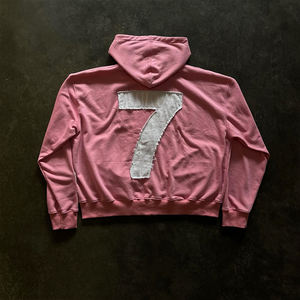 Sudadera con Capucha para Hombre, Estilo Holgado, con Apliques Bordados Pesados, Diseño Personalizado con Pedrería, Cierre de Cremallera - Product Image 5