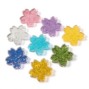 Autocollants de planificateur DIY en acrylique transparent Quicksand Guka Brick, tuiles de Mahjong, fleurs de cerisier, paillettes colorées, cadeau - Product Image 1
