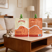 Sachet souple personnalisé imprimé avec bec verseur et bouchon torsadé pour friandises à lécher pour animaux de compagnie, purée, liquides, collations et aliments crémeux pour chats et chiens