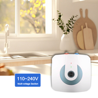 Chauffe-eau électrique mural sous évier CE UKCA 1500W IPX4 étanche en acier inoxydable 304 pour cuisine et hôtel, 8L, carré