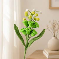 LUYI Bouquet de feuilles en laine crochetées écologiques, style féerique romantique, avec branches de fleurs de jacinthe de vigne, pour remise de diplôme et Noël