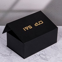 Boîte noire simple avec estampage à chaud doré, emballage de marque haut de gamme, boîte de luxe personnalisée avec couvercle magnétique, boîte cadeau