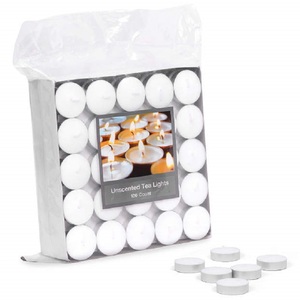 Confezione da 50 Candele <span class=keywords><strong>Tealight</strong></span> Bianche Senza Profumo e Senza Fumo Aoyin - Durata 4 Ore per Uso Interno e Decorazione Casa - Product Image 1