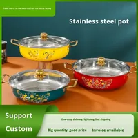 Marmite à soupe en acier inoxydable 316, style bassin, base antiadhésive à écailles de poisson, modèle épaissi pour fondue, couvercle en verre, compatible cuisinière à induction