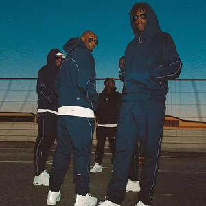 400gsm Custom French Terry Hoodies and Sweat Pants Tracksuit Set <strong>Men</strong> High Quality Oversized Pullover <strong>Hoodie</strong> and Jogger Set <strong>Men</strong> - Product Image 1