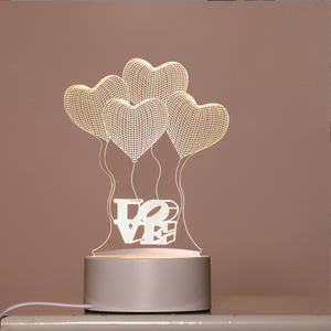 Lámpara de noche creativa para dormir con protección ocular, lámpara Led de ahorro de energía Girlish Heart Dormitorio Usb3d Night Light - Product Image 2