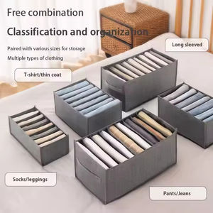 Boîtes de rangement pliables de haute qualité pour armoire, cubes de rangement transparents avec séparation en maille visible pour vêtements, tiroirs, pantalons et jeans - Product Image 5