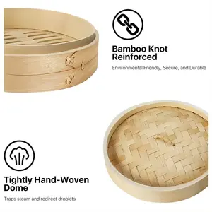 Özel logo baskılı çevre dostu klasik tarzı geleneksel gıda premium ev mini bambu vapur sepet seti