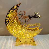 Ornements lumineux acryliques créatifs décoration de vacances islamique or avec décoration de table de fête de lumières LED