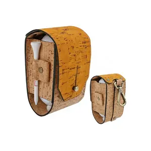 Korean outdoor golf box holder Natural leather cork golf bag for 2 balls