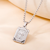 Vente en gros de bijoux religieux, pendentif croix, acier inoxydable tendance pour hommes et femmes, collier avec pendentif croix carré