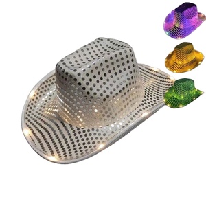 LT-33 unformed Disco nam long lanh LED nhấp nháy mũ cao bồi với sequins màu hồng có cô gái - Product Image 1