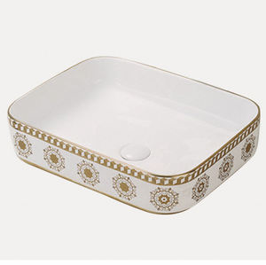 <span class=keywords><strong>CORONIS</strong></span> E809-2 Lavabo de salle de bain en céramique de style occidental au design moderne, finition dorée, facile à nettoyer, pour usage domestique et hôtelier, garantie 5 ans - Product Image 3