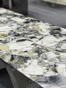 Mesa de Comedor de Mármol Color Esmeralda de Alta Calidad, Muebles de Piedra de Lujo para <span class=keywords><strong>Hotel</strong></span> y Hogar, Fabricante de Muebles Personalizados - Product Image 3