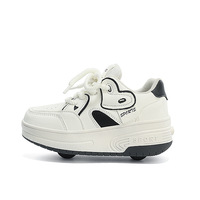 Chaussures de sport pour enfants avec roues cachées, baskets à double roue, tige synthétique, semelle intermédiaire en EVA, semelle extérieure en caoutchouc, doublure en mesh