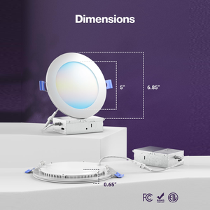 Iluminación <span class=keywords><strong>LED</strong></span> Empotrada Inteligente AlexaGoogle, Panel <span class=keywords><strong>LED</strong></span> WiFi Sin Parpadeo, Downlight RGBCW Ultrafino de 6 Pulgadas con Luz Nocturna - Product Image 6