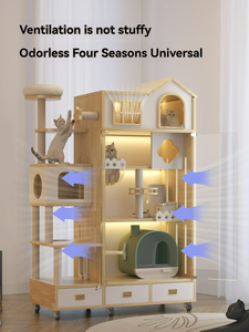 Villa en bois pour plusieurs chats, cage personnalisée, grande maison pour chats d'intérieur à 5 niveaux, perchoir de groupe, réseau, zone de couchage communautaire, mobilier pour animaux de compagnie - Product Image 5