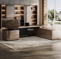 Bureau de direction moderne en bois écologique avec éclairage LED et armoire à dossiers – Design élégant et durable à prix avantageux