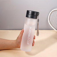 Botol Air Olahraga Plastik Portabel 600ml 800ml Transparan Motif Bunga Teh Buah Dengan Tali