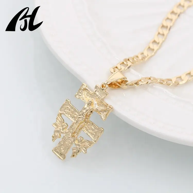 Factory direct sales Religious Pendants 18k gold plated jewelry New Pendant Design Gold Chain Cross Pendant