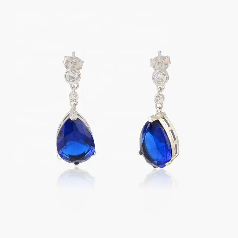 Personalizado Elegante Moda Teardrop Birthstone S925 Sterling Silver Earring Jóias Presentes Casamento Para As Mulheres