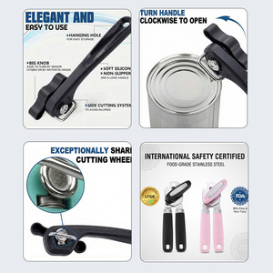 Pembuka Kaleng Manual Pegangan Ergonomis Tepi Halus Baja Tahan Karat Konstruksi Tahan Lama untuk Dapur - Product Image 3