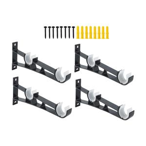 4 pezzi nero doppio asta per tenda staffe in alluminio 5m & 6m porta tenda per camera da letto nuova categoria aste per tende e rotaie - Product Image 4