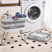 Panier à linge pliable avec pieds, panier à linge rectangulaire portable pliable pour le rangement dans la salle de bain