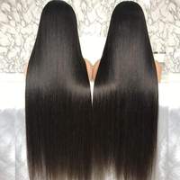 Murah 40 Inci Rambut Manusia Pita Karet Bundel Rambut Biru Virgin,10a 12a Kelas Eropa Brasil PVC Tas Buatan Tangan Rambut Manusia
